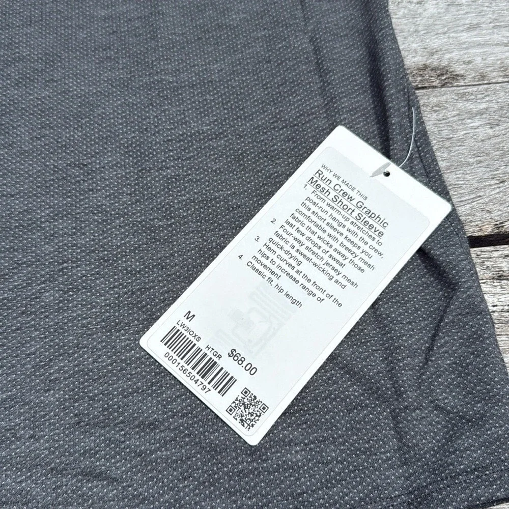 Lululemon Run Crew Graphic Mesh Short Sleeve heather grey‎ NWT size medium